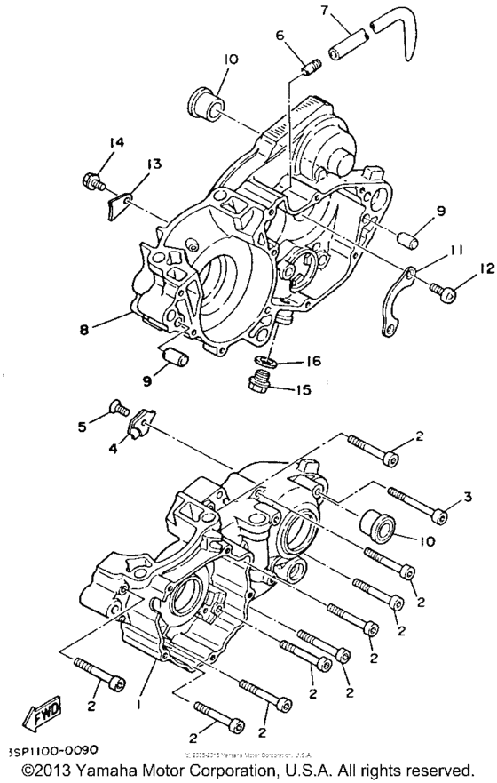 YZ250E1 Картер двигателя