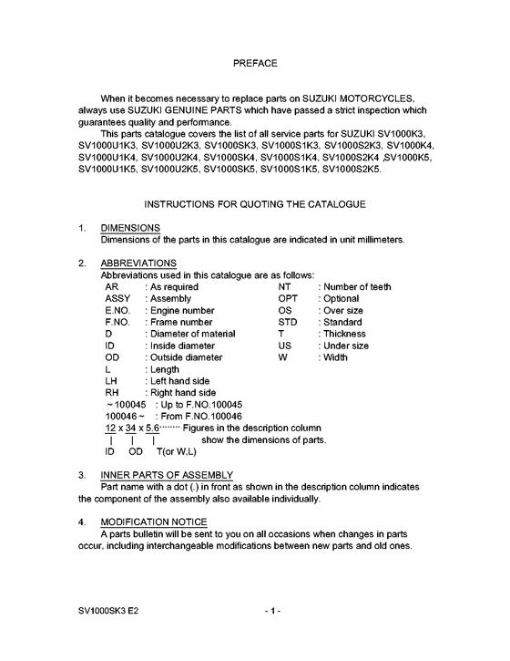 SV1000 Catalog preface