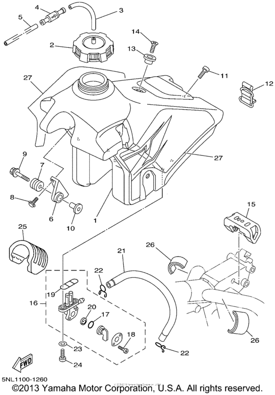 YZ250FN Топливный бак