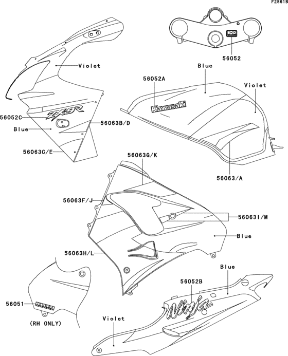 ZX900 Decals(zx900-e1p)(violet / blue)