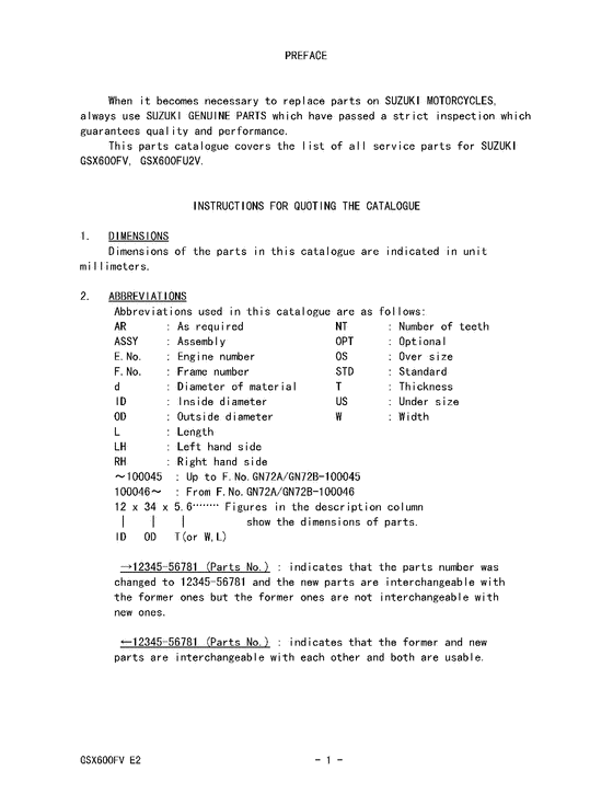 GSX600 Catalog preface