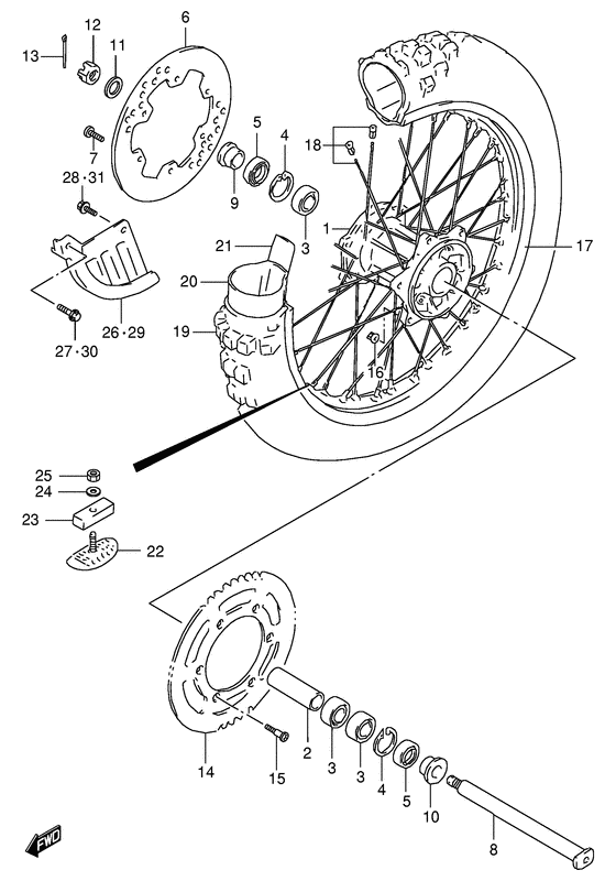 Rear wheel complete assy