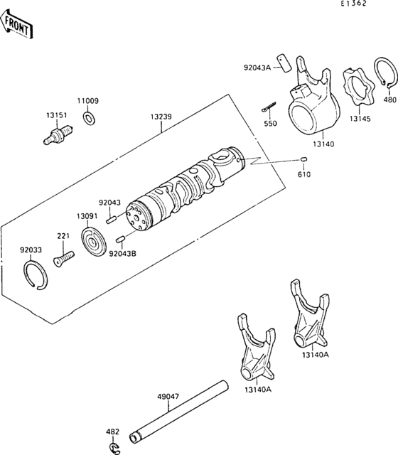 ZX500 Валы и вилки переключения передач