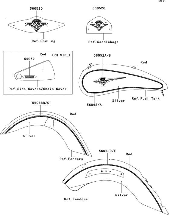 VN2000 Decals(red / silver)(j8f)
