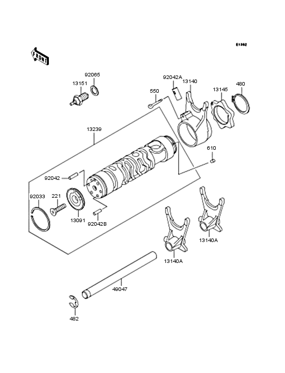 Gear change drum & forks