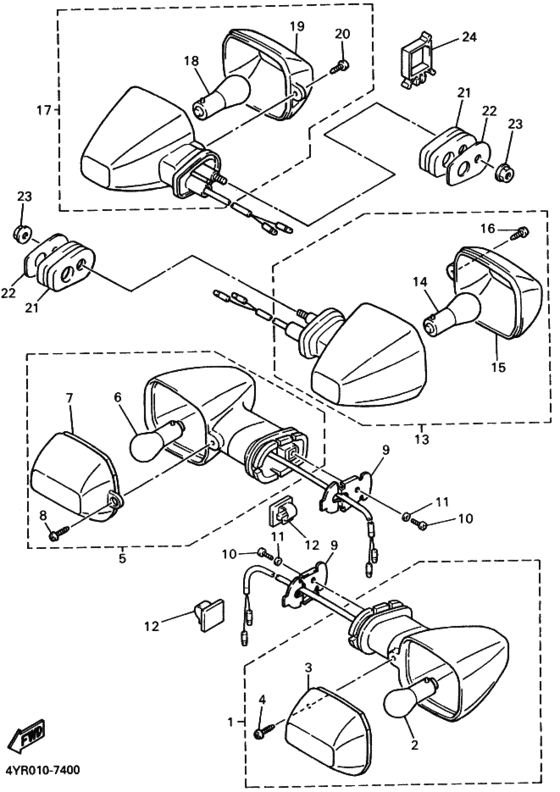 Rear flasher light assy