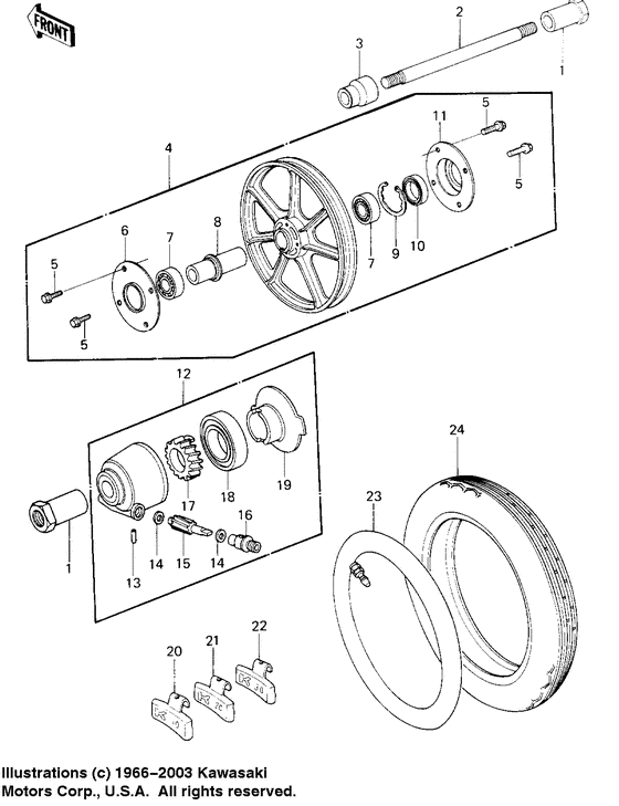 Front wheel/tire/hub