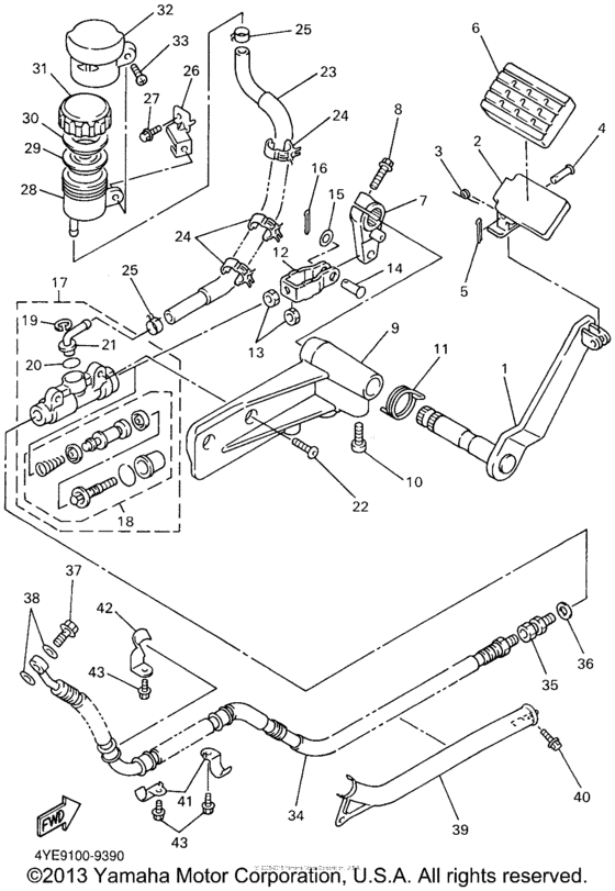 XVZ13LTLC Задний торм цилиндр