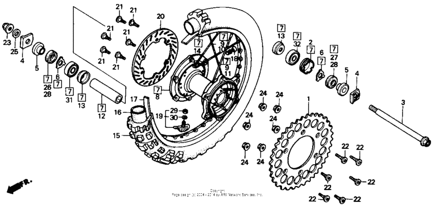 Rear wheel 87-89