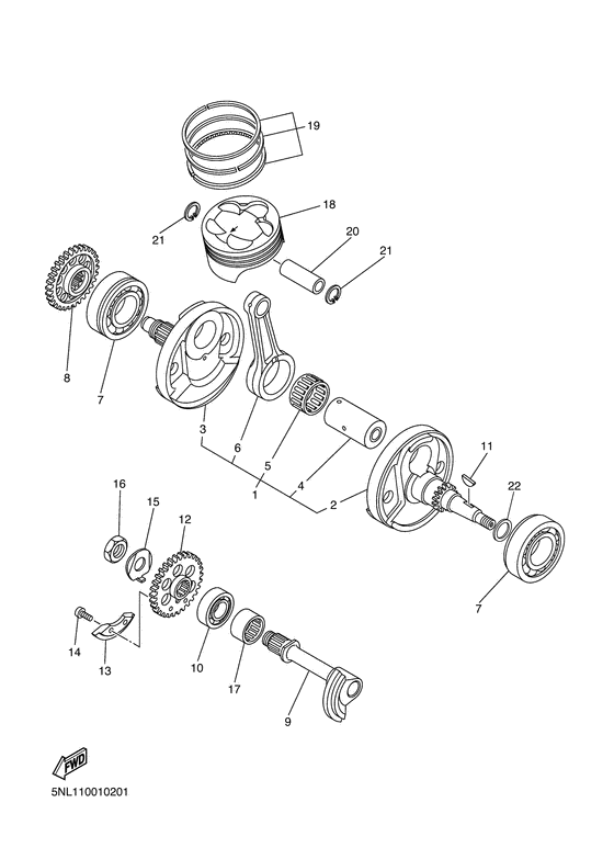 WR250F Коленчатый вал и поршни