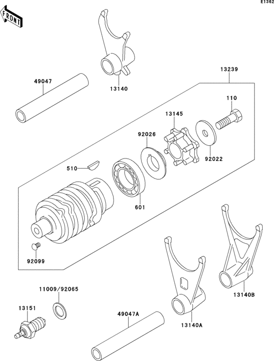 ZX500 Валы и вилки переключения передач