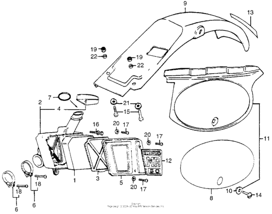Rear fender + air cleaner + side cover