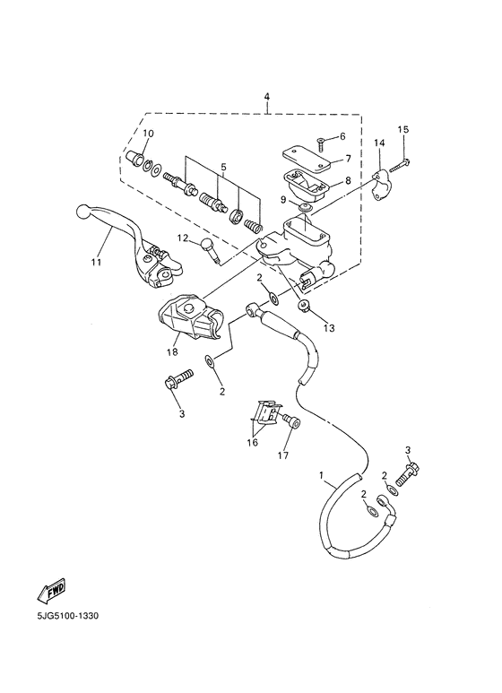 YZ426F Главный тормозной цилиндр