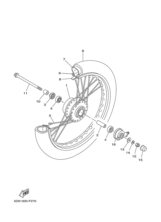 Front wheel for spoke wheel
