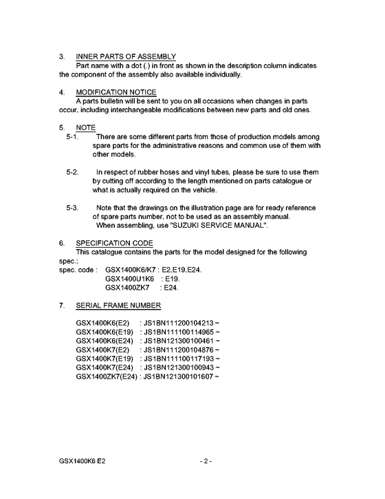 GSX1400 Catalog preface