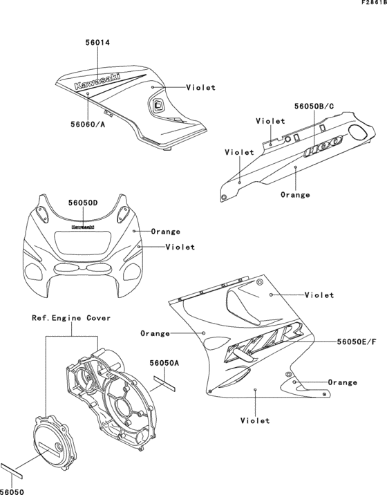 ZX1100 Decals(zx1100-d1)(violet / orange)