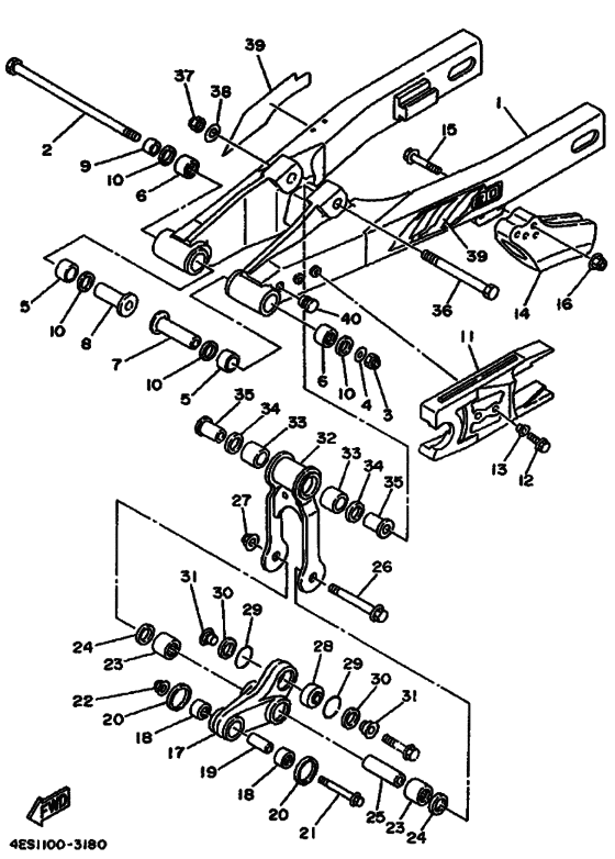 YZ80 YZ80E Задний рычаг и подвеска