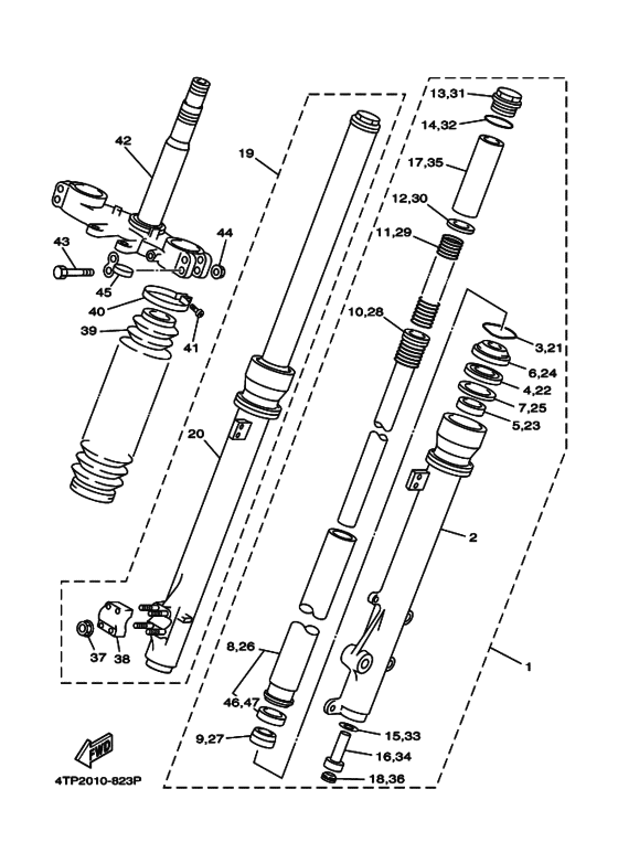 Front fork assy(ur silv