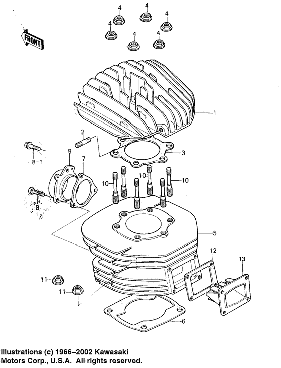 Cylinder head/cylinder/reed valve
