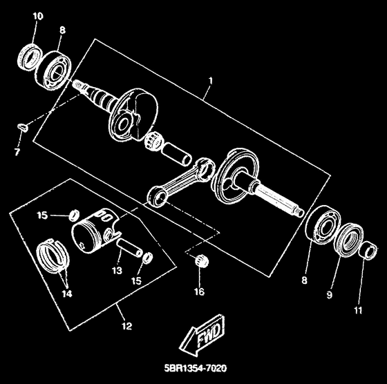 YQ50 Коленчатый вал и поршни