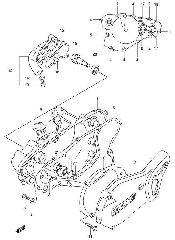 Crankcase cover- water pump