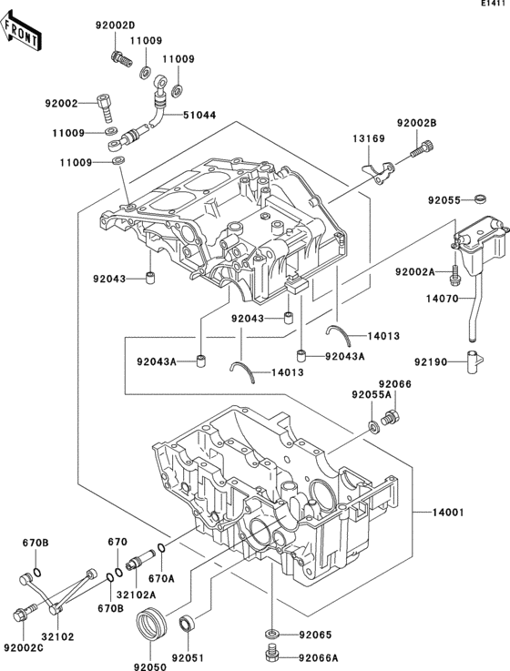 EX250 Картер двигателя