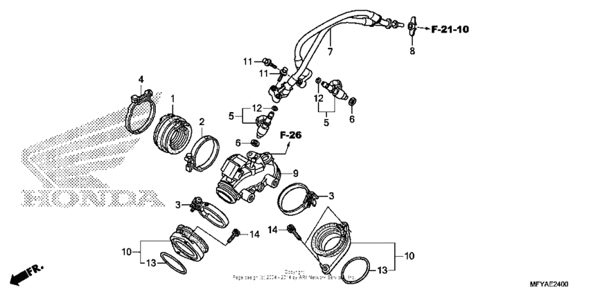 VT1300CS (ABS) Intake manifold + injector