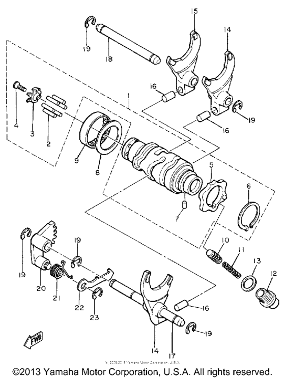 SR500G Shift cam - fork