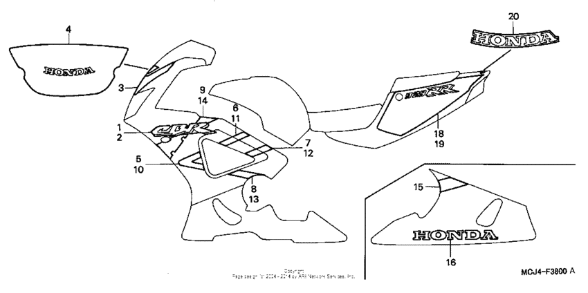 CBR900RR Stripe + mark (cbr900rr'00,'01)