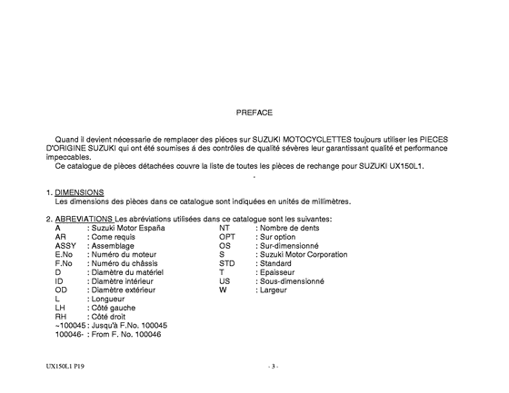 UX150 Catalog preface