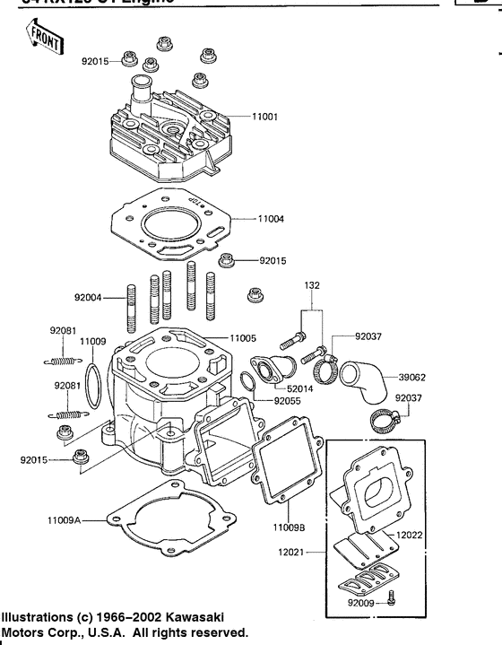 Cylinder head/cylinder/reed valve