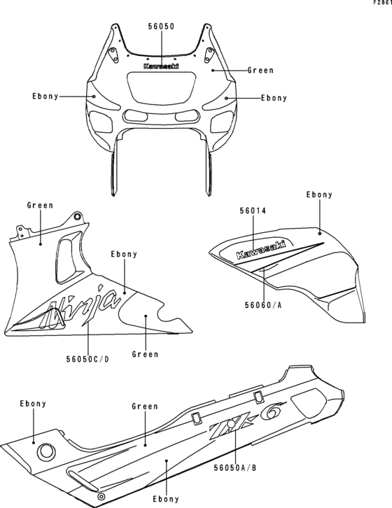 ZX600 Decals(ebony / green)(zx600-e1)