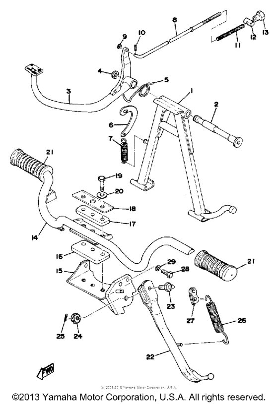 Stand footrest brake pedal