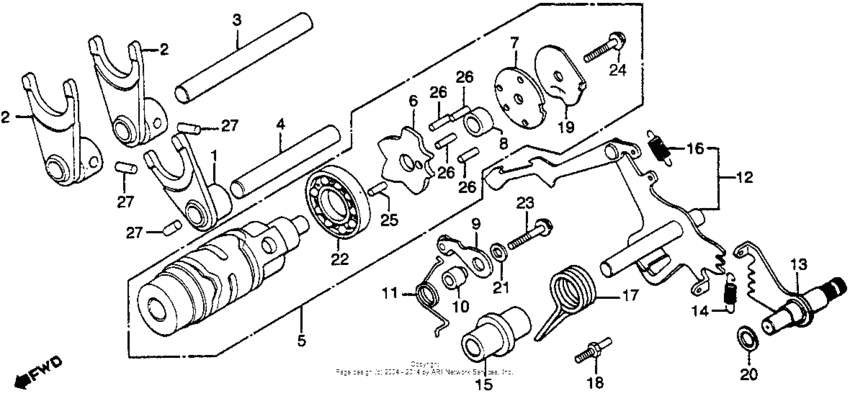 Shift drum + shift fork