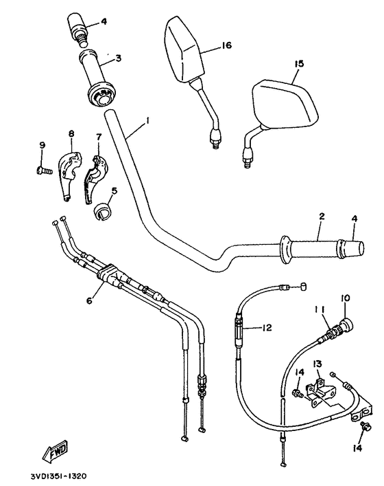 TDM850E Steering handle. cable