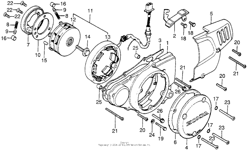 Left crankcase cover + alternator