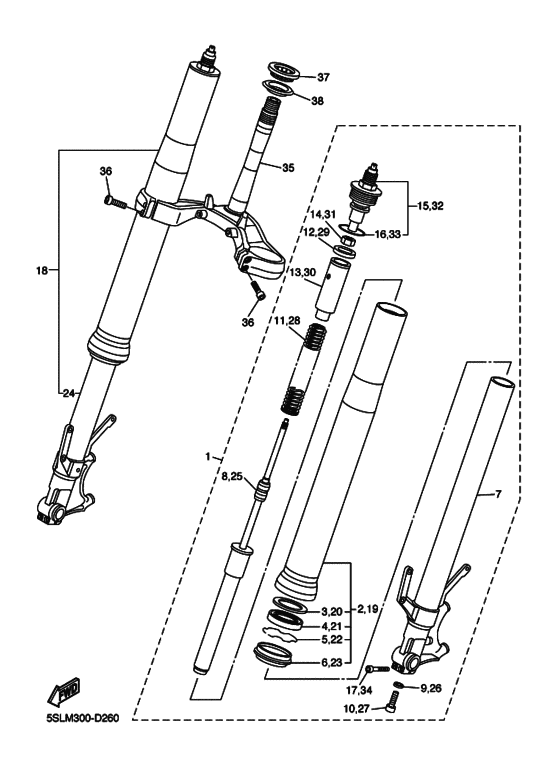 Front fork assy(ur silv