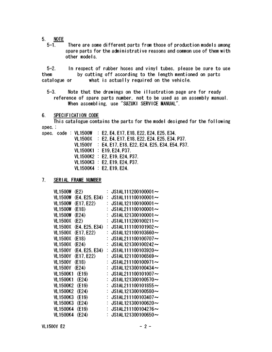 VL1500 Catalog preface