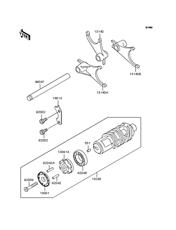Gear change drum & forks