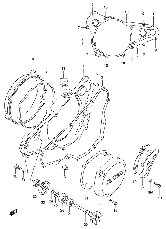 Crankcase cover- water pump