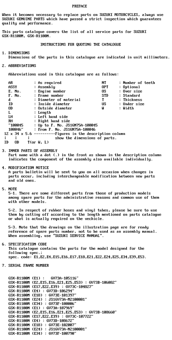 GSX-R1100 Catalog preface