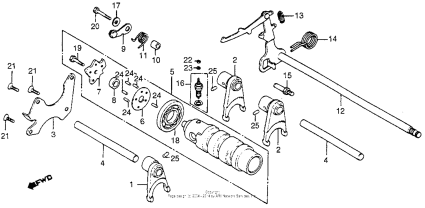 Cm400c/tgearshift drum + gearshift arm
