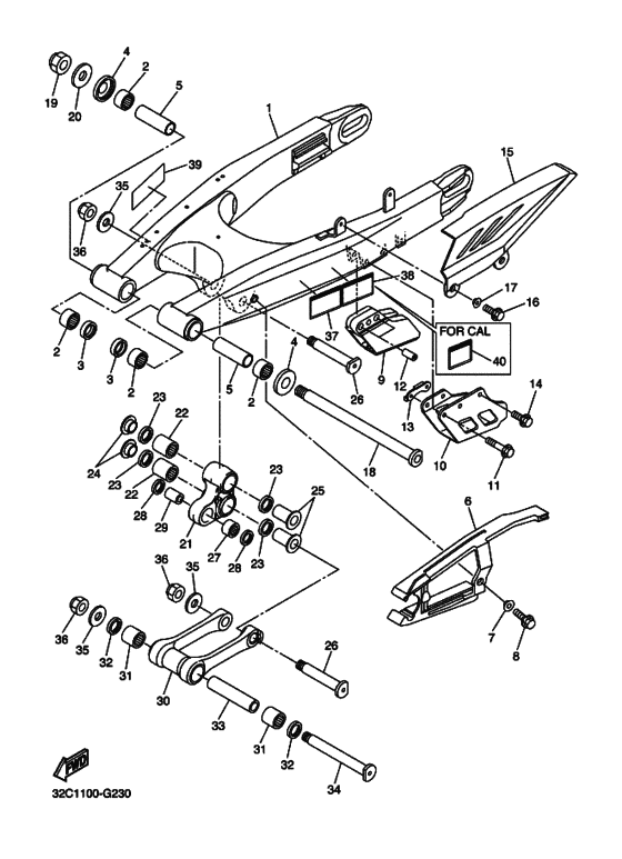 WR250R Задний рычаг и подвеска