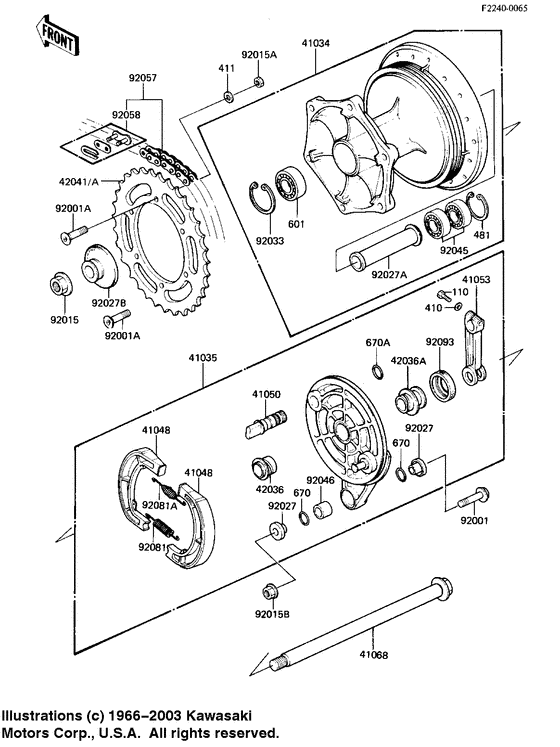 Rear hub/brake/chain