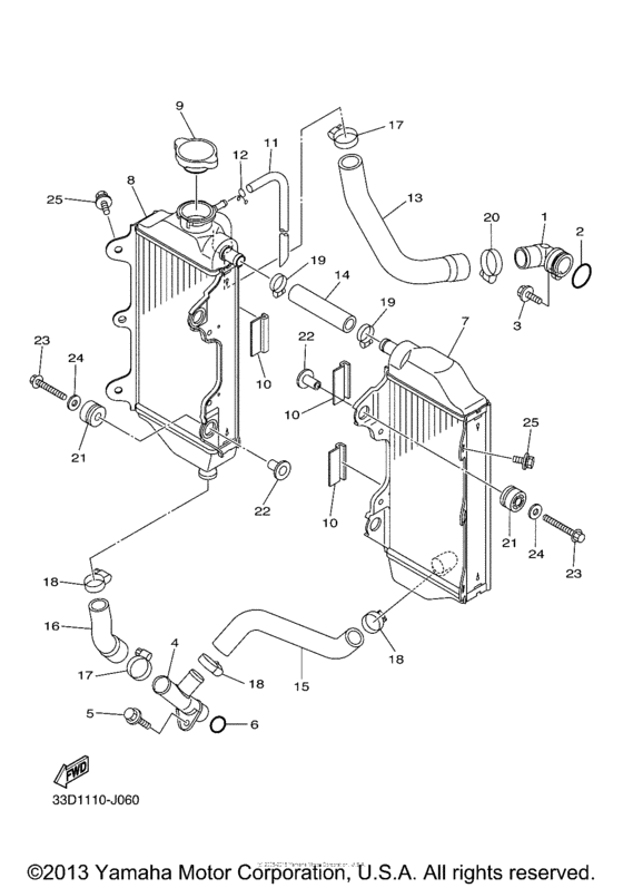 YZ450FDL Радиатор и Патрубки