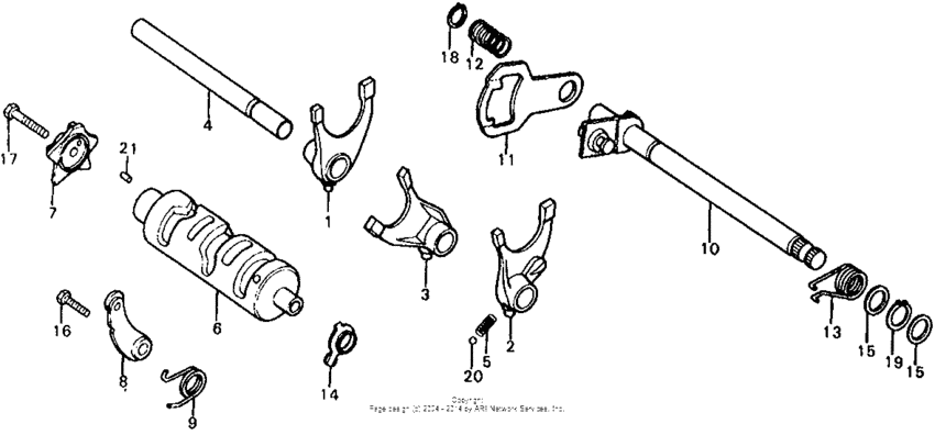 Shift drum + shift fork