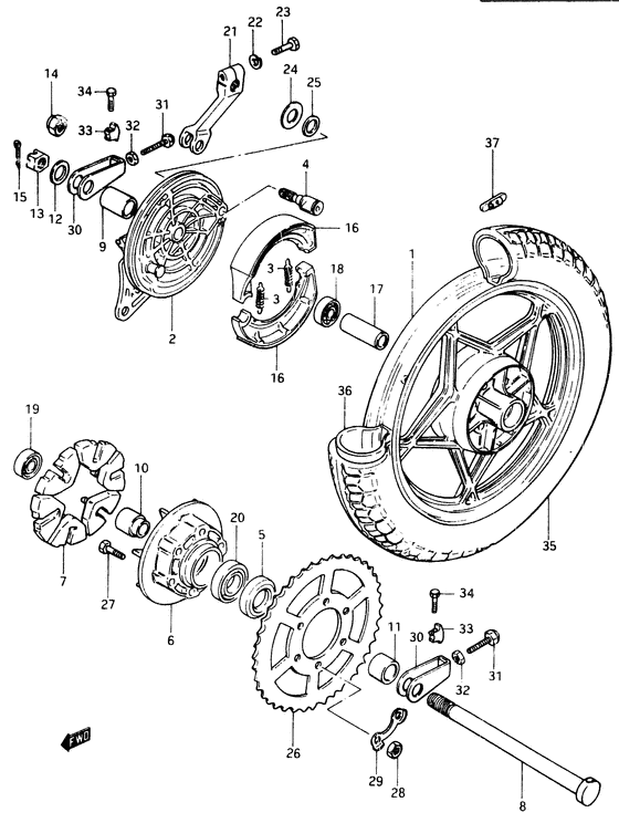 Rear wheel complete assy