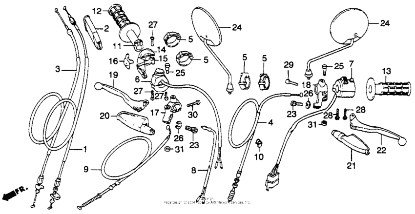 Control levers + switches + cables 82-83