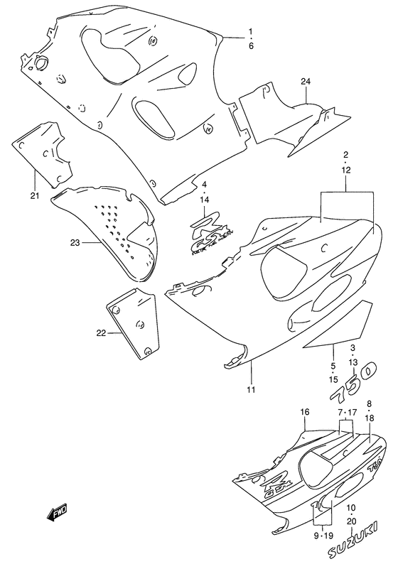 GSX-R750 Under cowling body