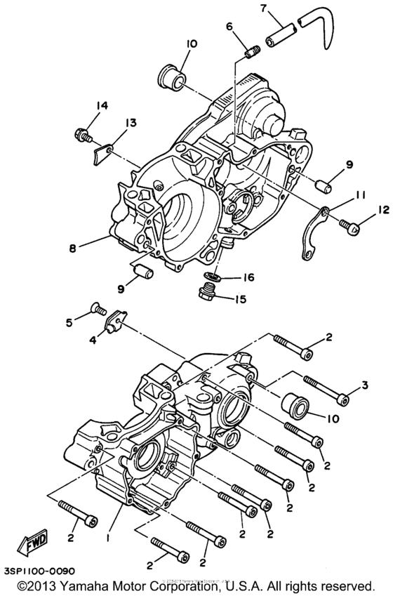YZ250H1 Картер двигателя